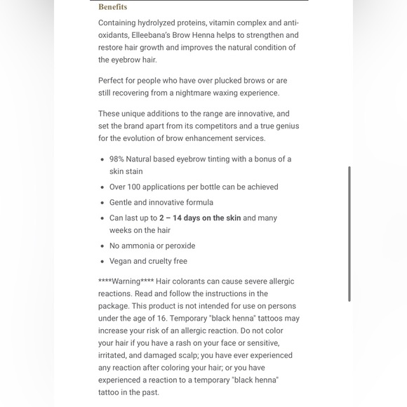 NEW Elleebana Brow Henna, Natural Brown & Aqua Activator Brow Henna PH Solution - Picture 13 of 14
